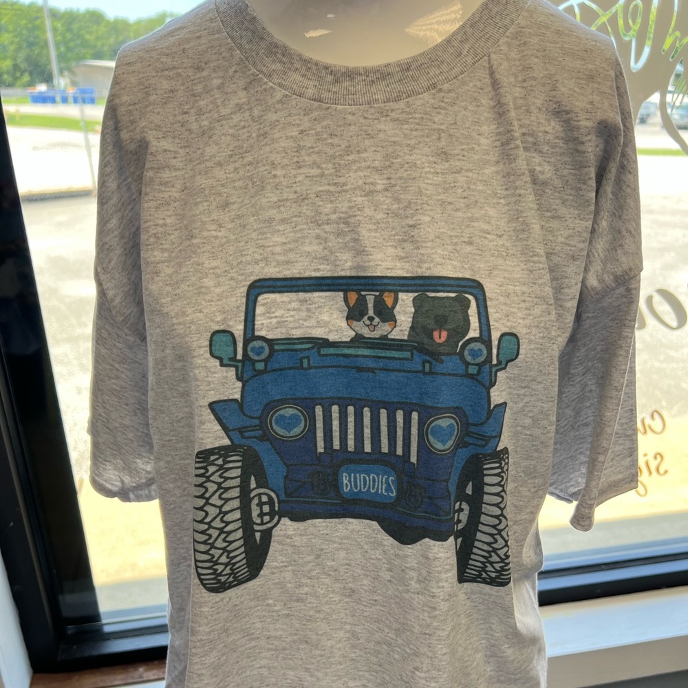 Brand-new Jeep blue with Triblend corgi Pitbull mix  T-shirt unisex